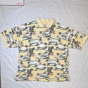 Boca Classics Mens Yellow polo‎ shirt palm tree design, size Extra Large